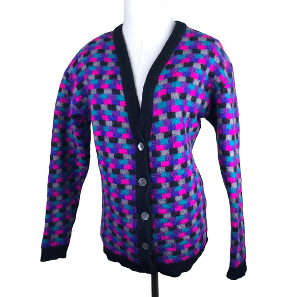Classiques Sweaters - Classiques Vintage Sweater Purple Pink Blue Gray Mohair Wool Cardigan M